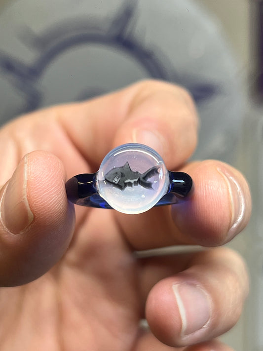 Ring size 4.5 - Shark Mille, cobalt & glowstick (UV)