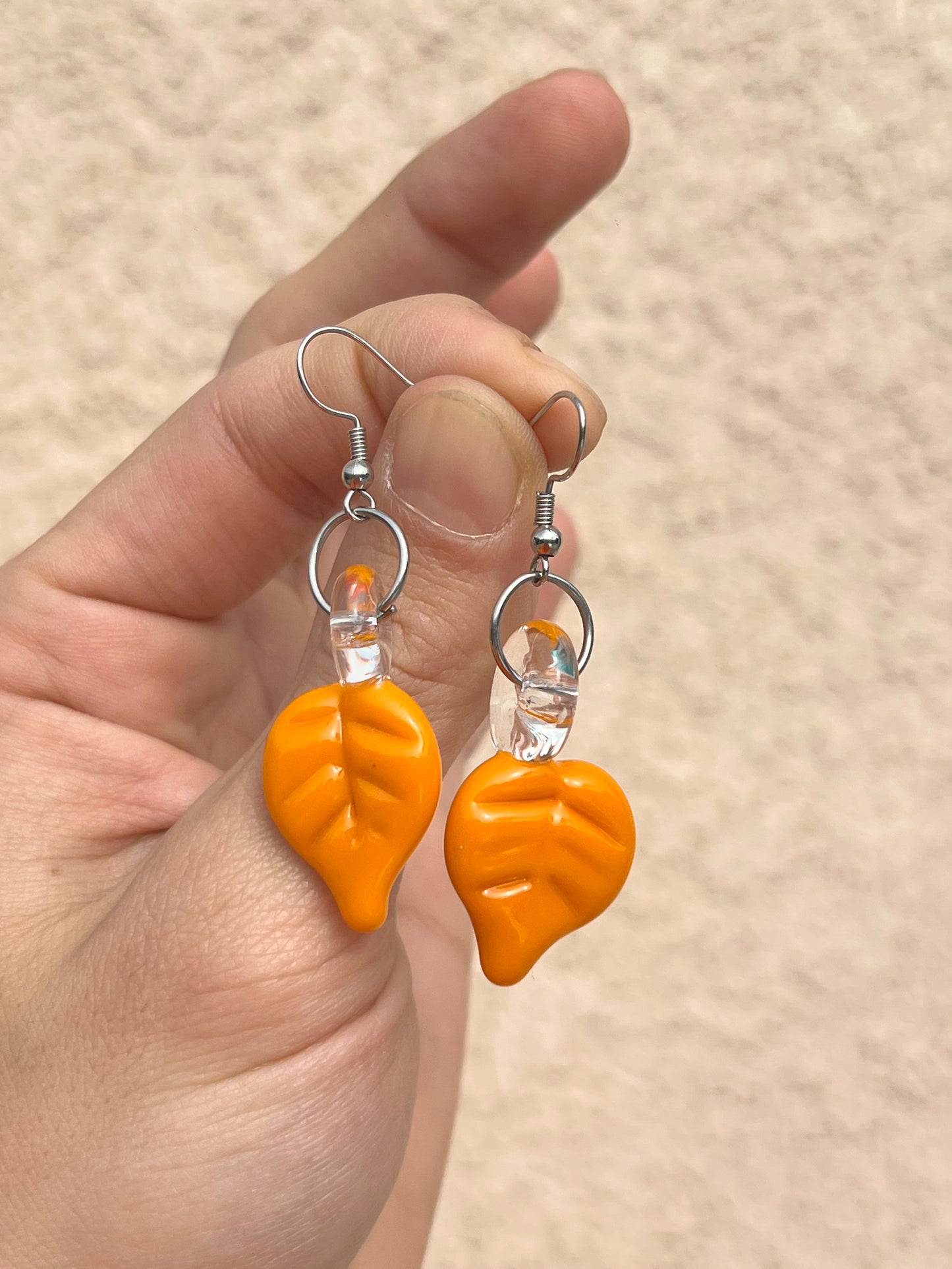 Earrings - Orange Leaves
