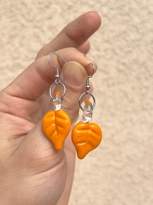 Earrings - Orange Leaves
