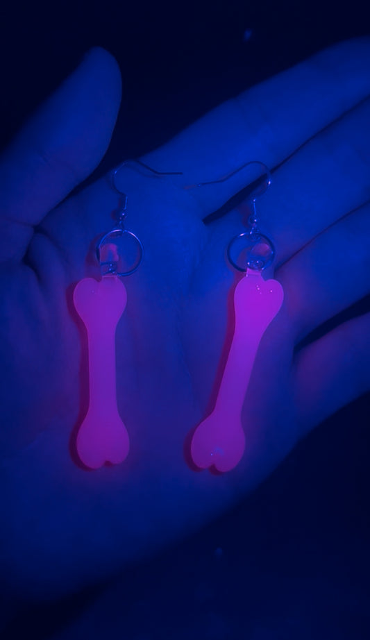 Earrings - Bones, glowstick (UV)