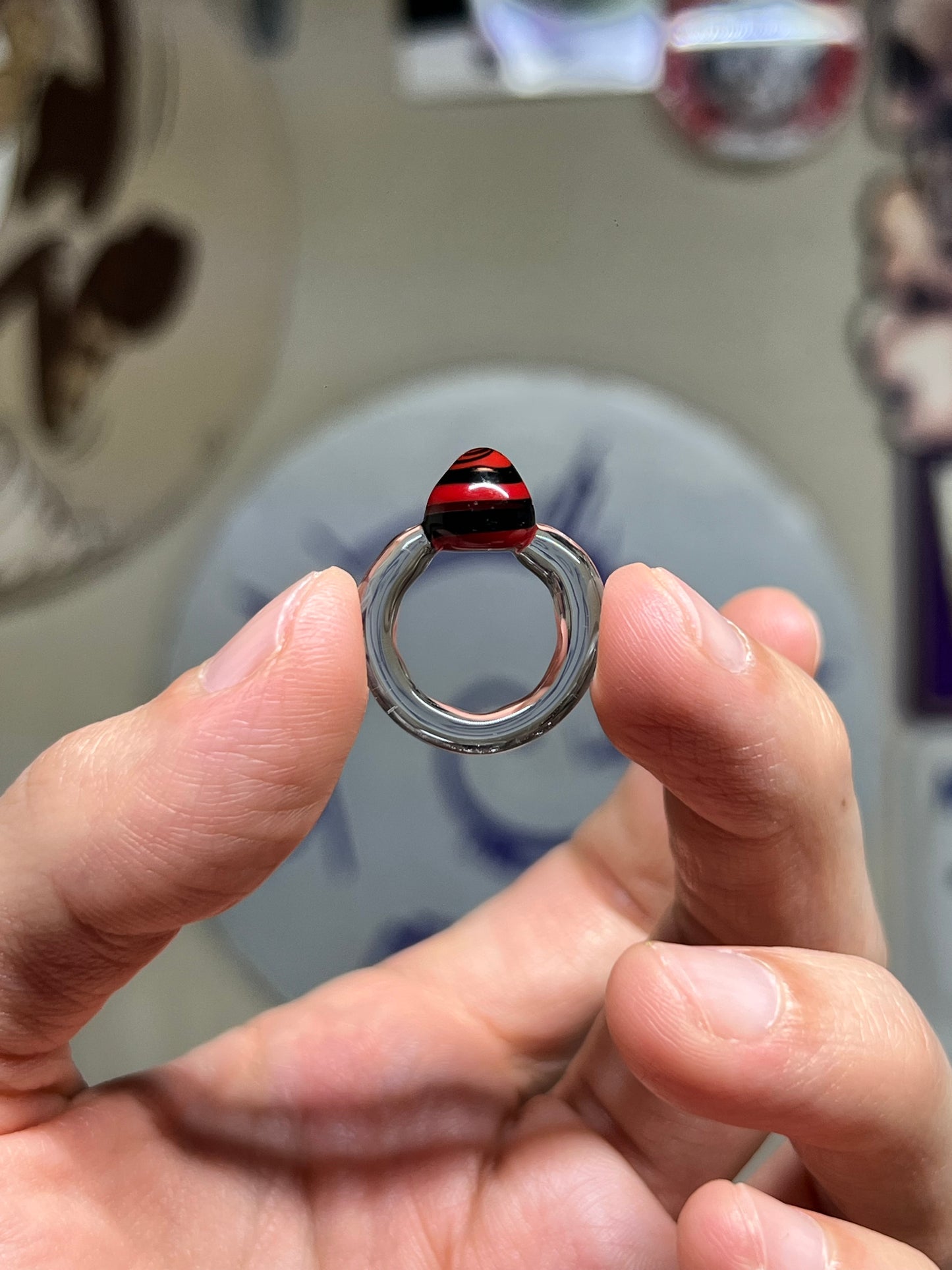 Ring size 2 - Red, black, blu-v (UV)