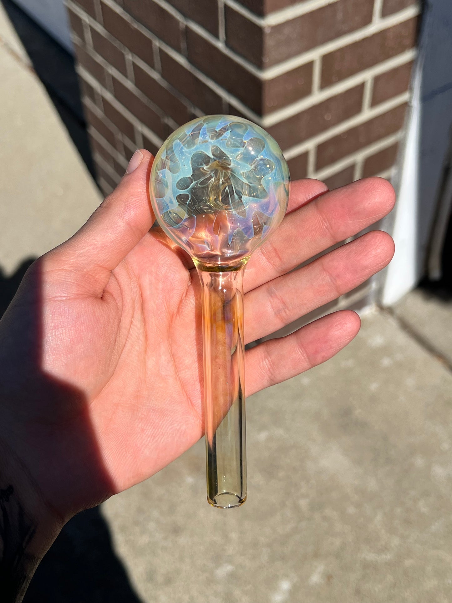 Pipe / Rig - Silver fume clear dry pipe, 10mm fitting