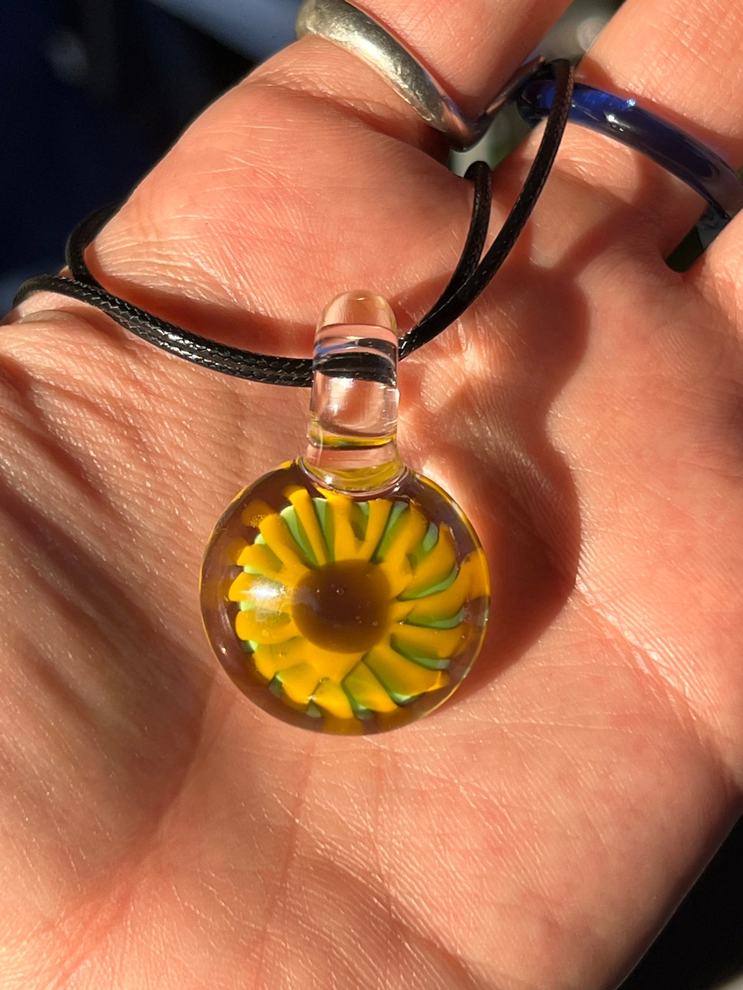 Pendant - sunflower implosion