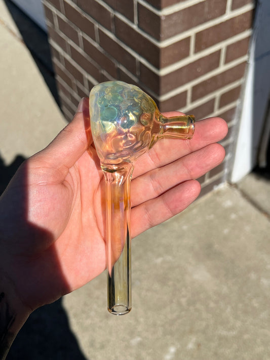 Pipe / Rig - Silver fume clear dry pipe, 10mm fitting