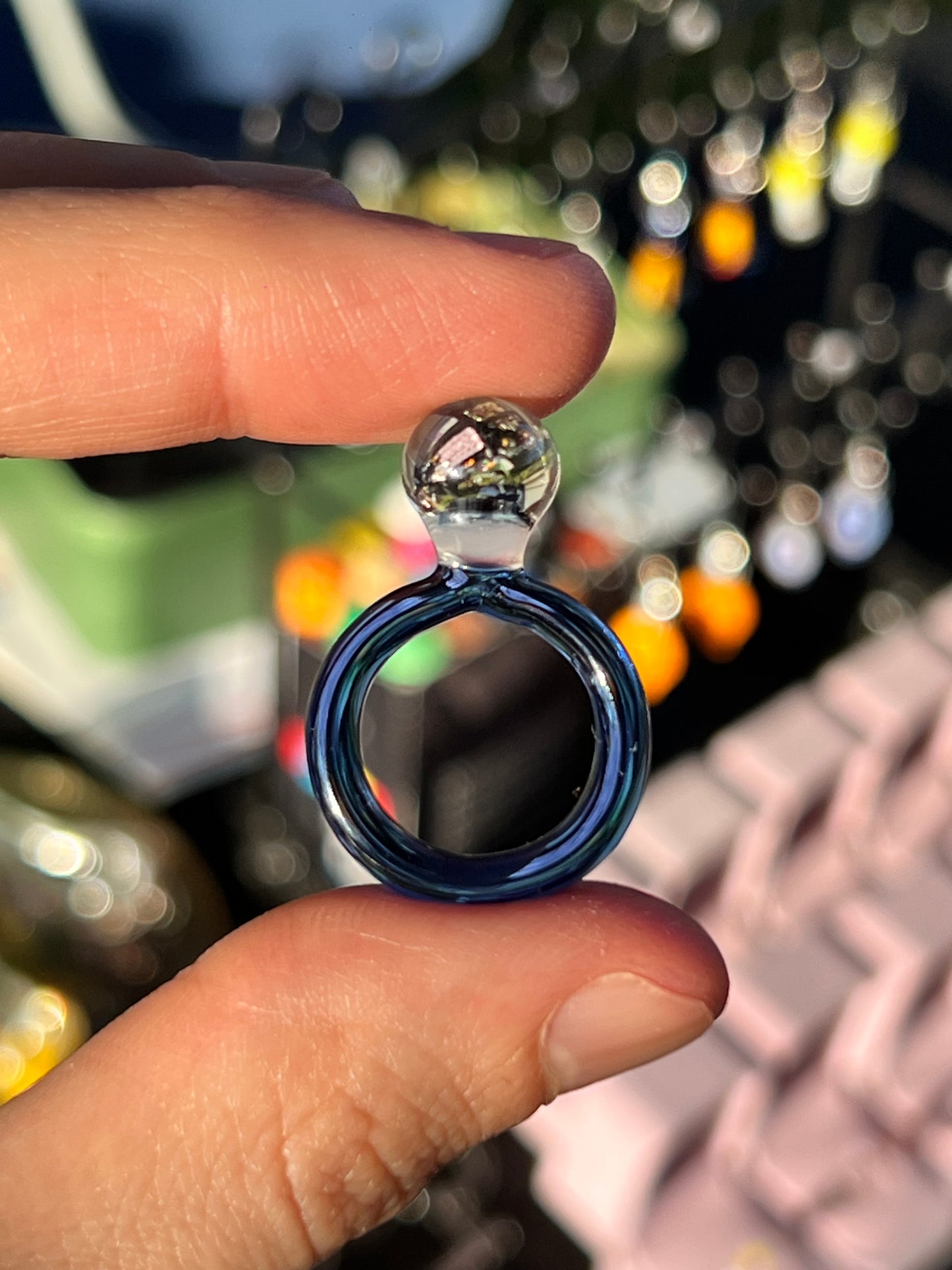 Ring size 4 - blue, butterfly mille (UV)